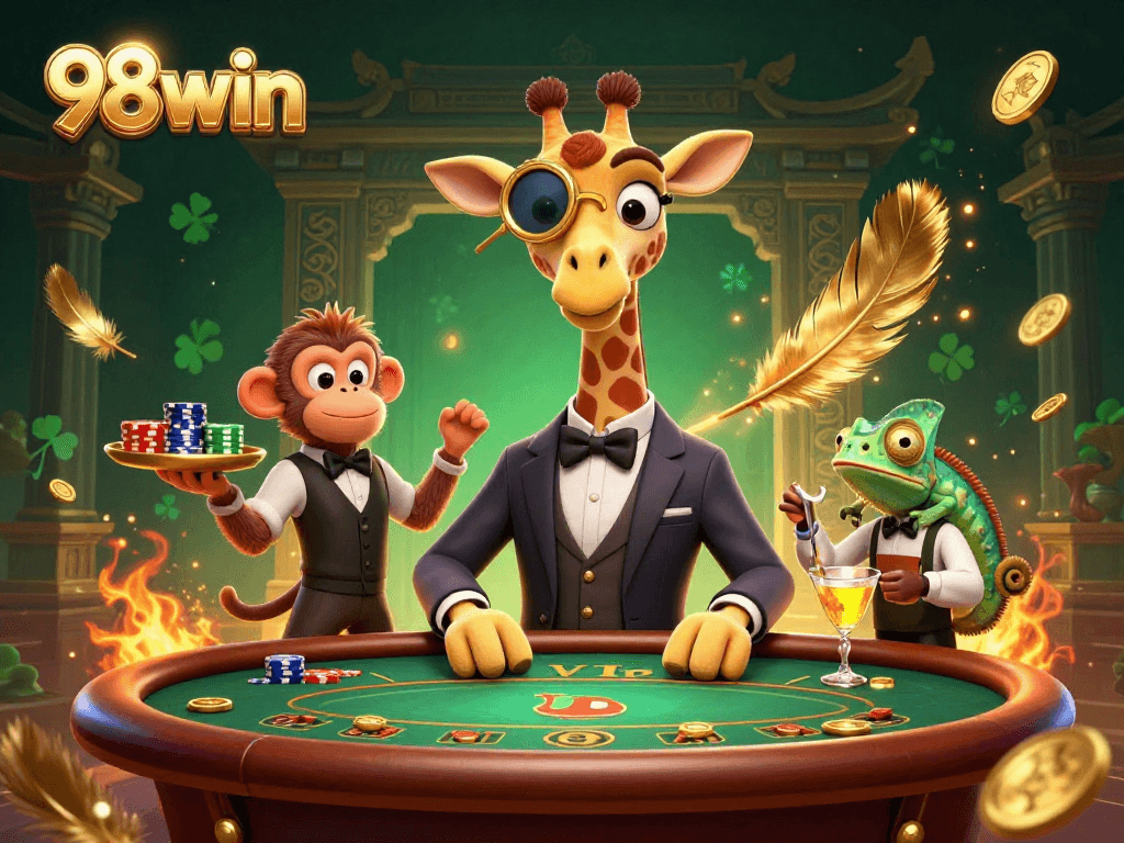 Enter the vibrant world of 98win with high-roller giraffes and exciting gambling action!