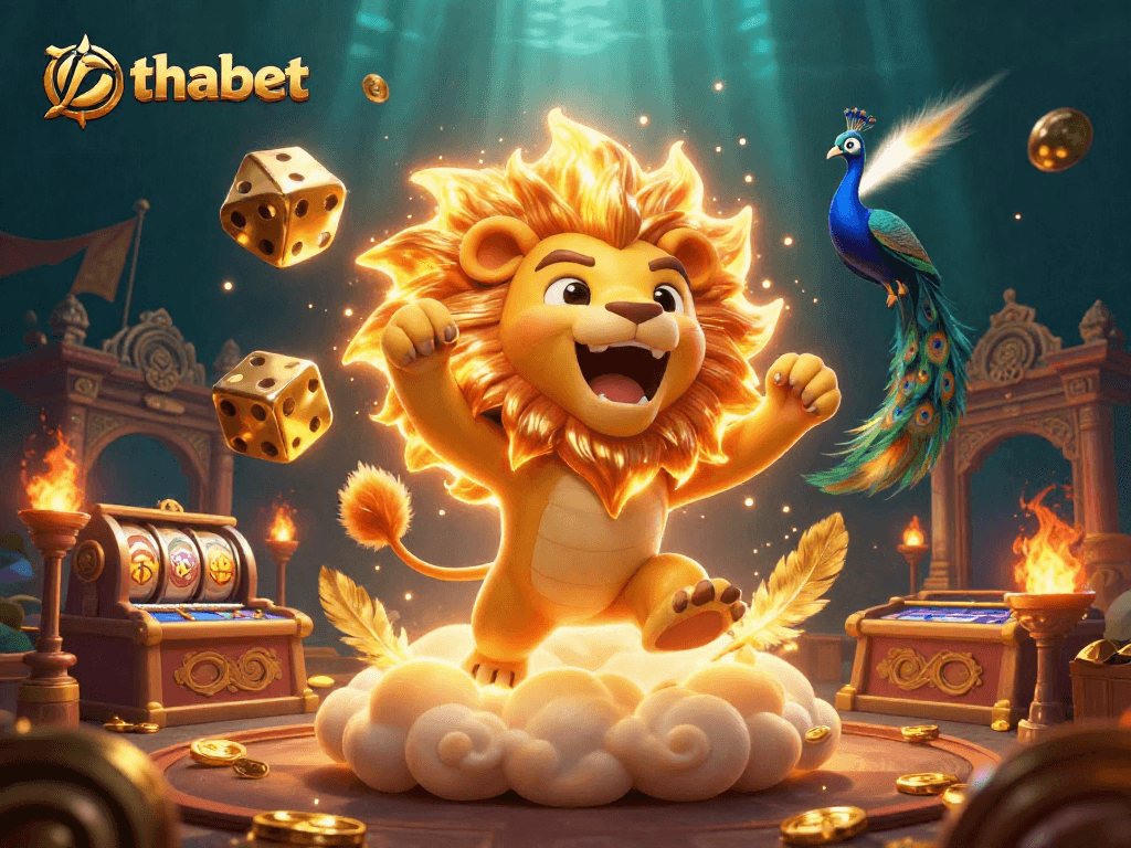 Experience thrilling gameplay at thabet with a vibrant, dynamic casino scene depicting slots and exciting characters.