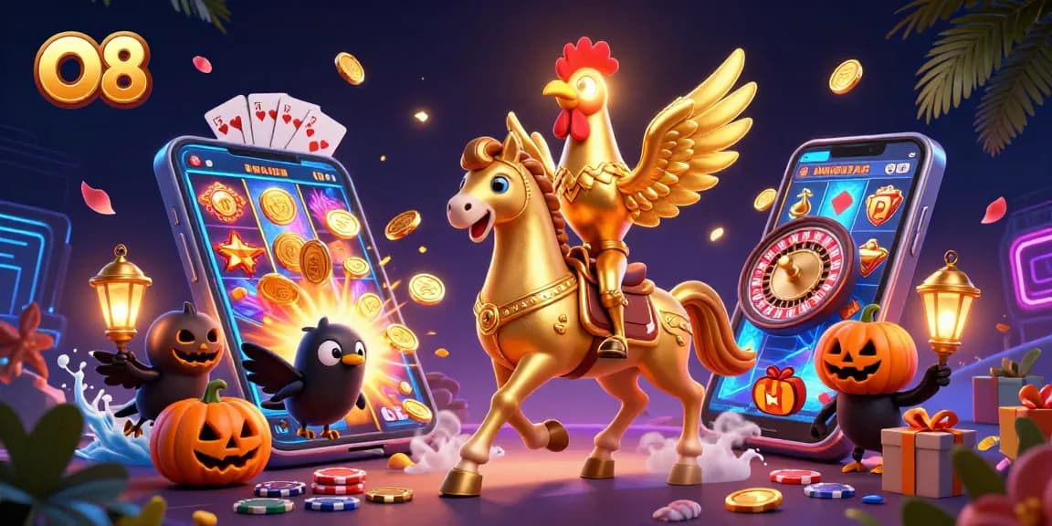 Experience the thrilling world of O8 with vibrant casino action and magical characters.