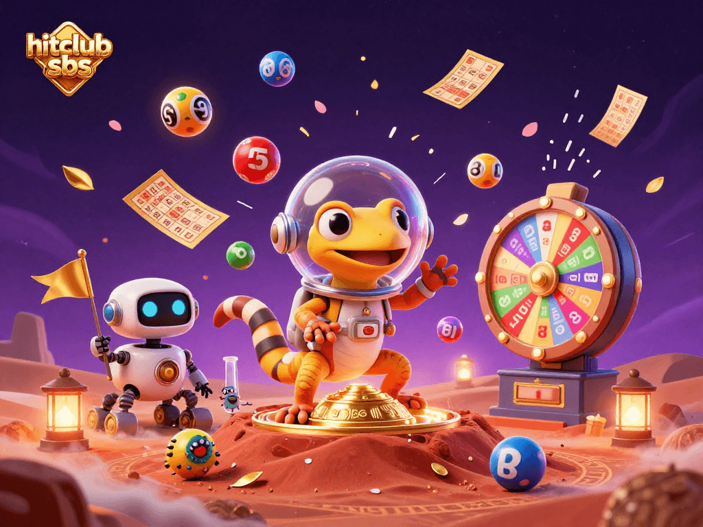 Experience thrilling winnings at hitclub sbs with an engaging Martian casino scene illustration.
