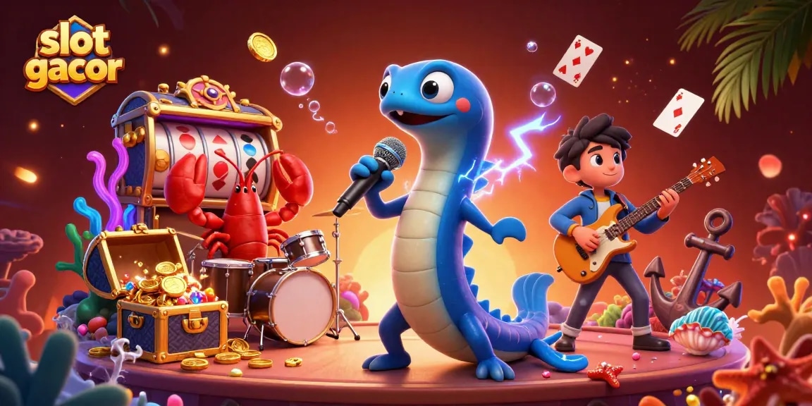 Experience the thrill of slot gacor with an electric eel DJ and vibrant underwater casino scene.