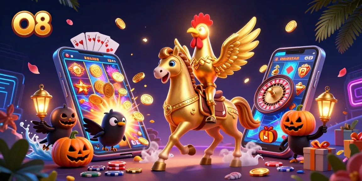 Experience the thrilling world of O8 with vibrant casino action and magical characters.