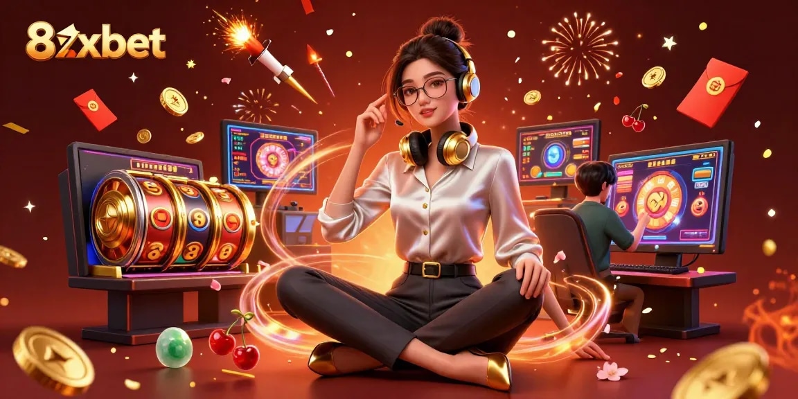 Play and win at 8xbet with vibrant slot games and dynamic visuals in an engaging gaming setup.