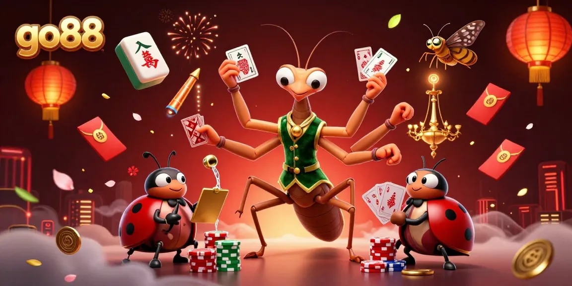 Experience exciting gambling action with go88's vibrant casino scene featuring a card sharp and pit boss.