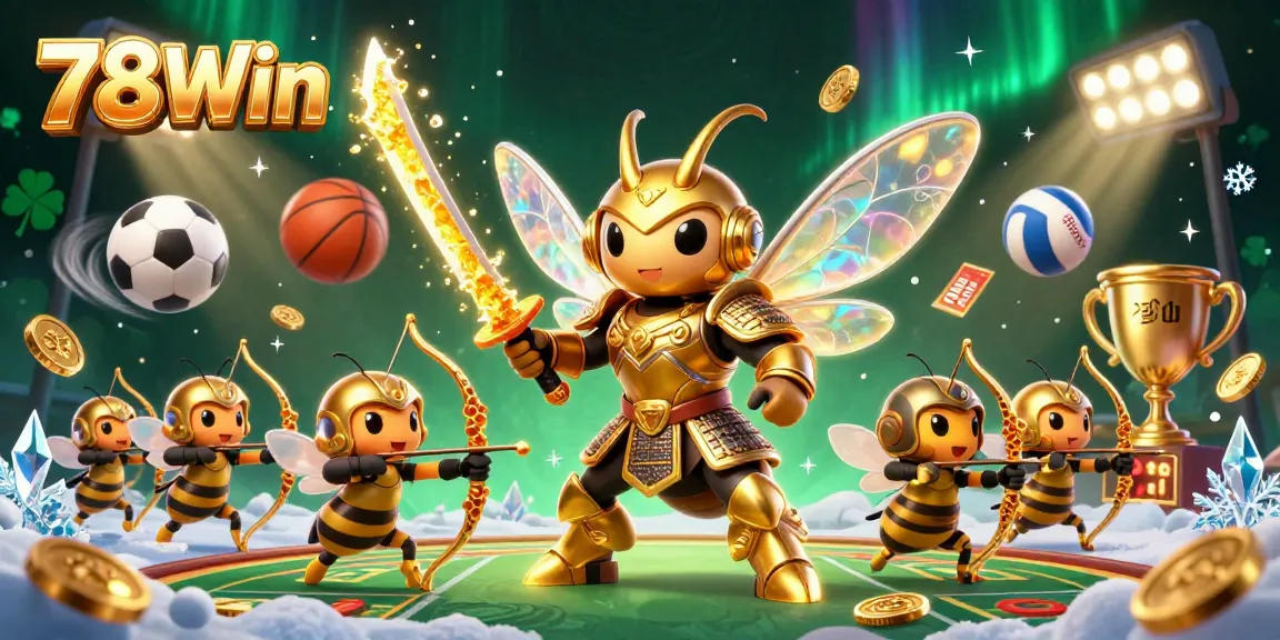Experience thrilling gaming moments with the vibrant illustration showcasing 78Win's exciting elements and characters.