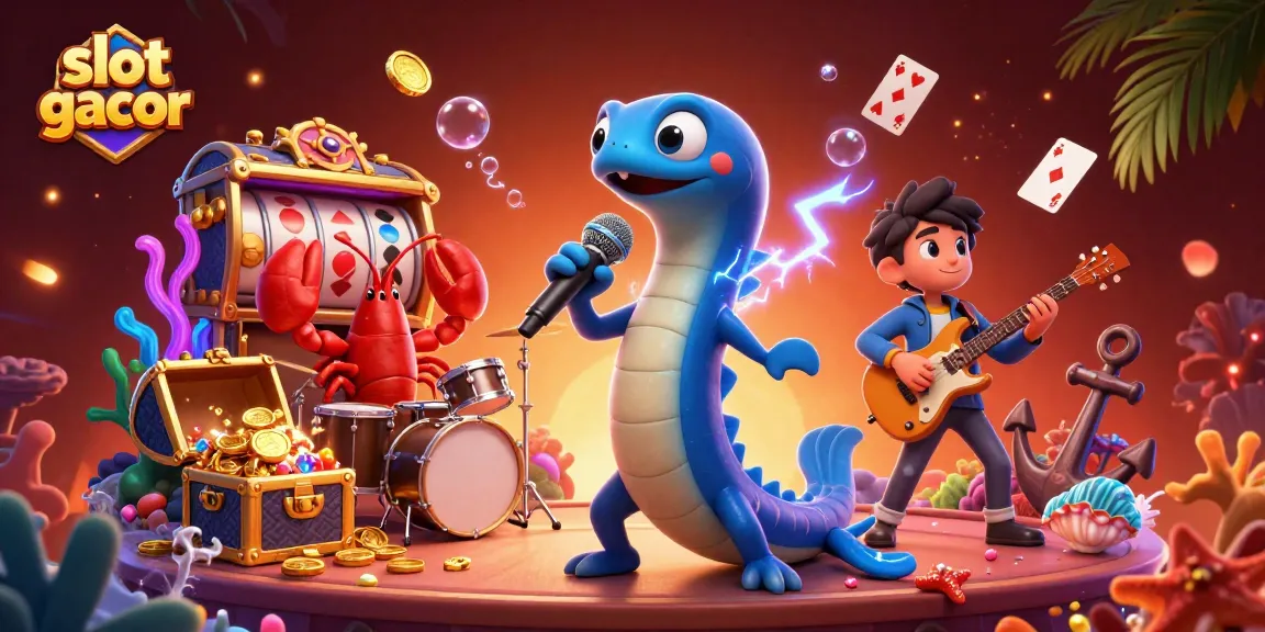 Experience the thrill of slot gacor with an electric eel DJ and vibrant underwater casino scene.