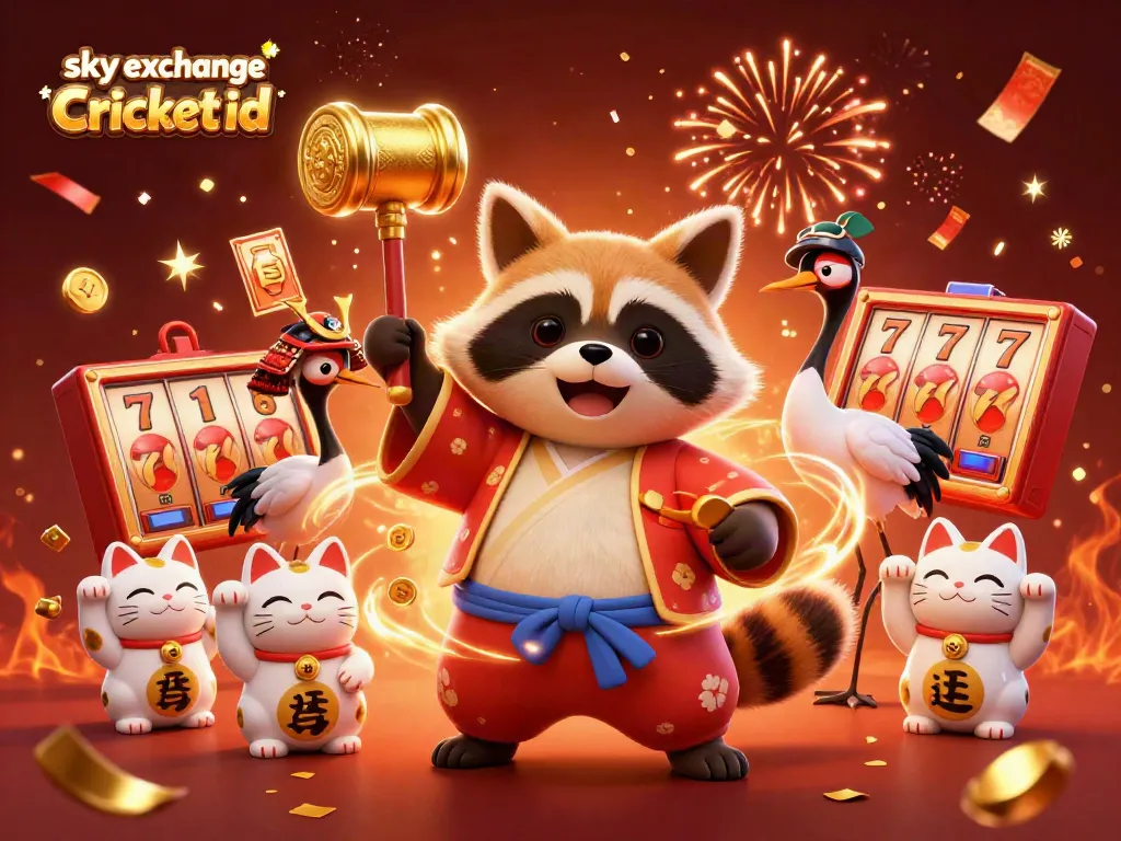 Engage with your sky exchange Cricket id in this vibrant casino-themed 3D illustration showcasing characters and game elements.