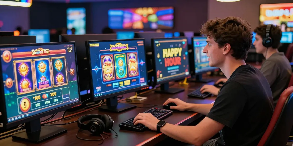 Exciting online gaming scene showcasing solbet-onlineparaguay.com during a happy hour promotion.
