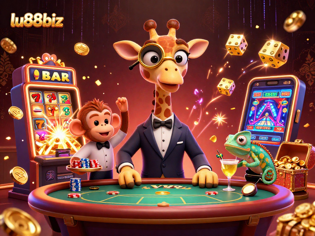 Experience an exciting gaming scene at lu88biz with vibrant characters and dynamic slots action.
