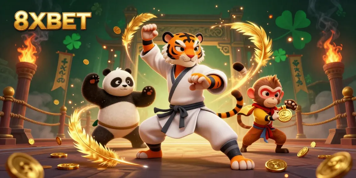 Experience thrilling moments at 8XBET with a 3D tiger master and panda disciple, immersing in dynamic gameplay.