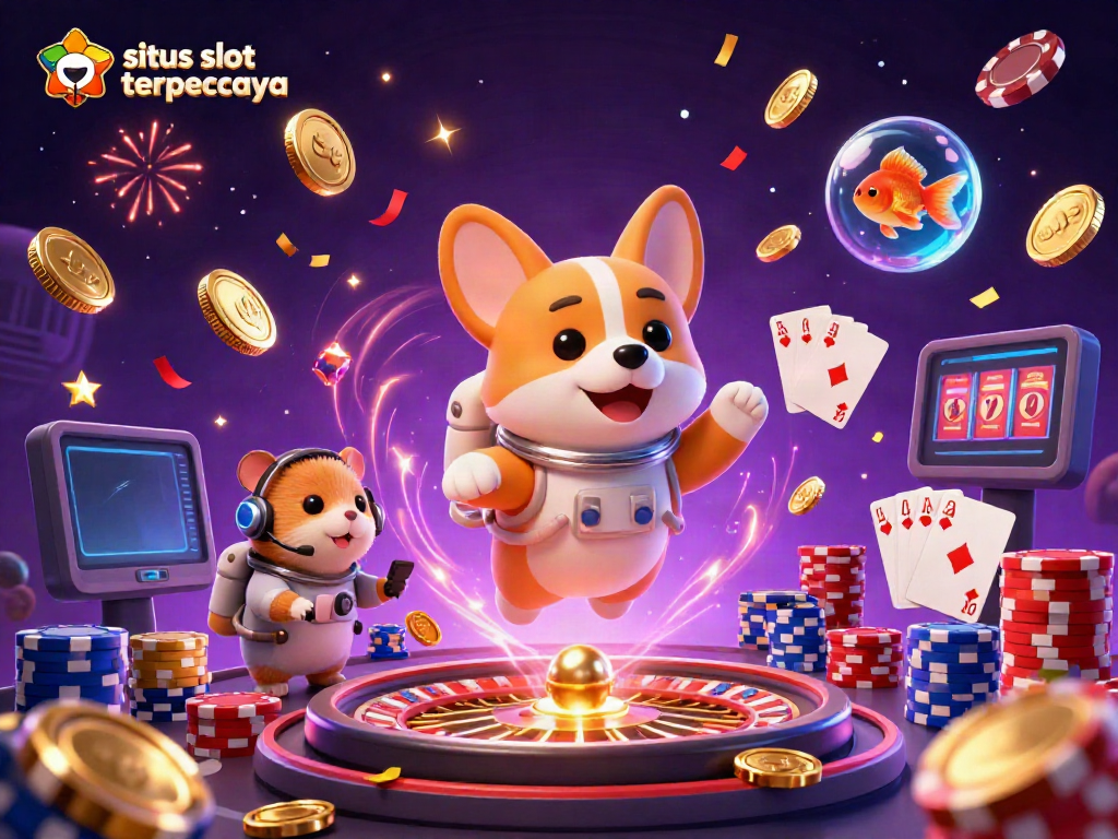 Explore the thrilling universe of situs slot gacor terpercaya with a dynamic casino scene.