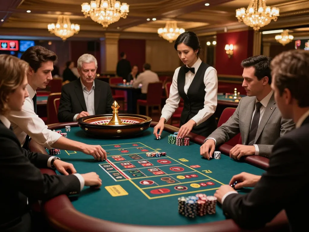 b52club players engaging in thrilling roulette bets at a vibrant casino.
