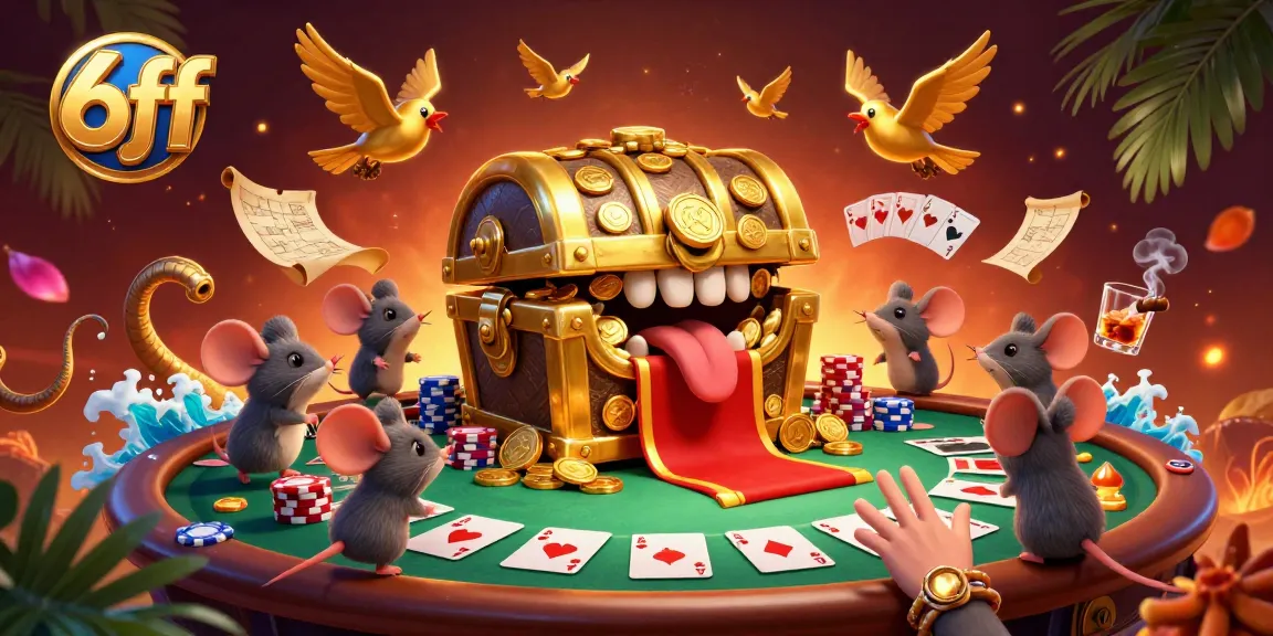 Engage with thrilling 6ff casino action in this vibrant 3D illustration featuring colorful poker elements.