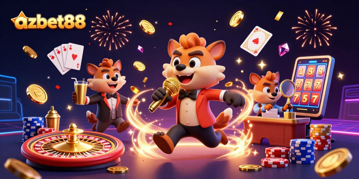 Win big with azbet88 at this vibrant casino scene featuring hyenas in playful roles.