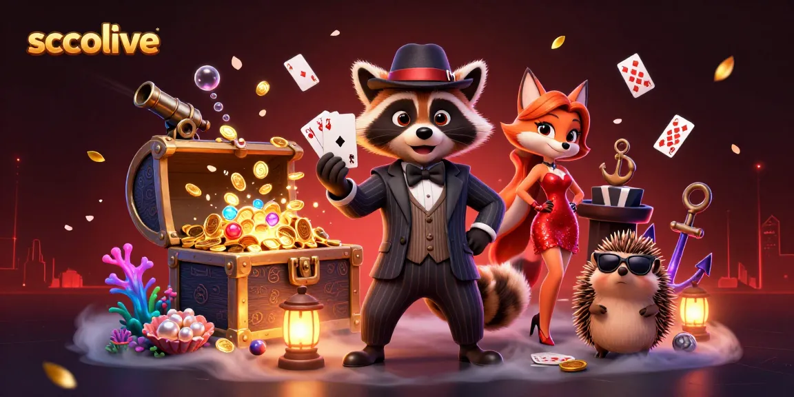 Experience thrilling action with socolive, as the charming raccoon, fox, and hedgehog engage in a vibrant casino atmosphere.