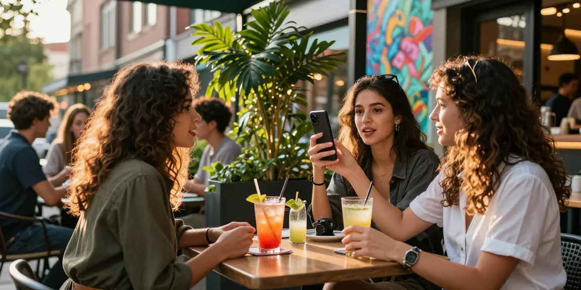 Gái gọi thưởng thức những khoảnh khắc vui vẻ cùng bạn bè tại quán café sôi động.
