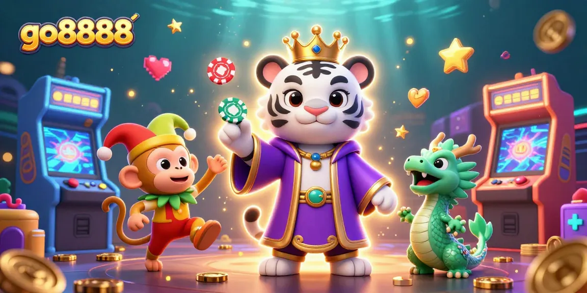 Engaging gameplay at go8888 with a vibrant scene featuring a tiger, monkey, and dragon illustration.