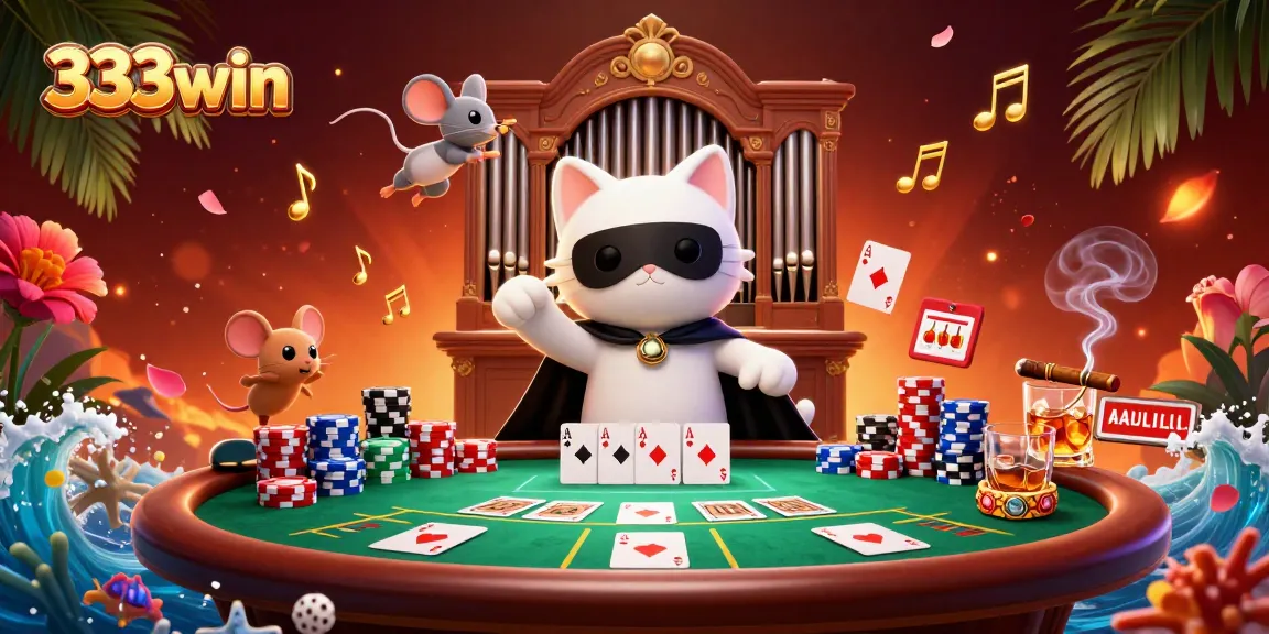 Engage in exciting fish shooting at 333win featuring a whimsical 3D cat in a casino setting.