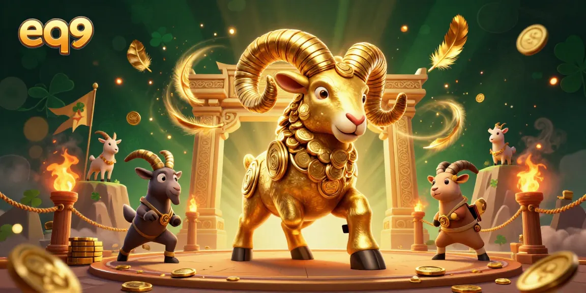 Experience the excitement of EQ9 with a golden ram charging through a vibrant casino scene.