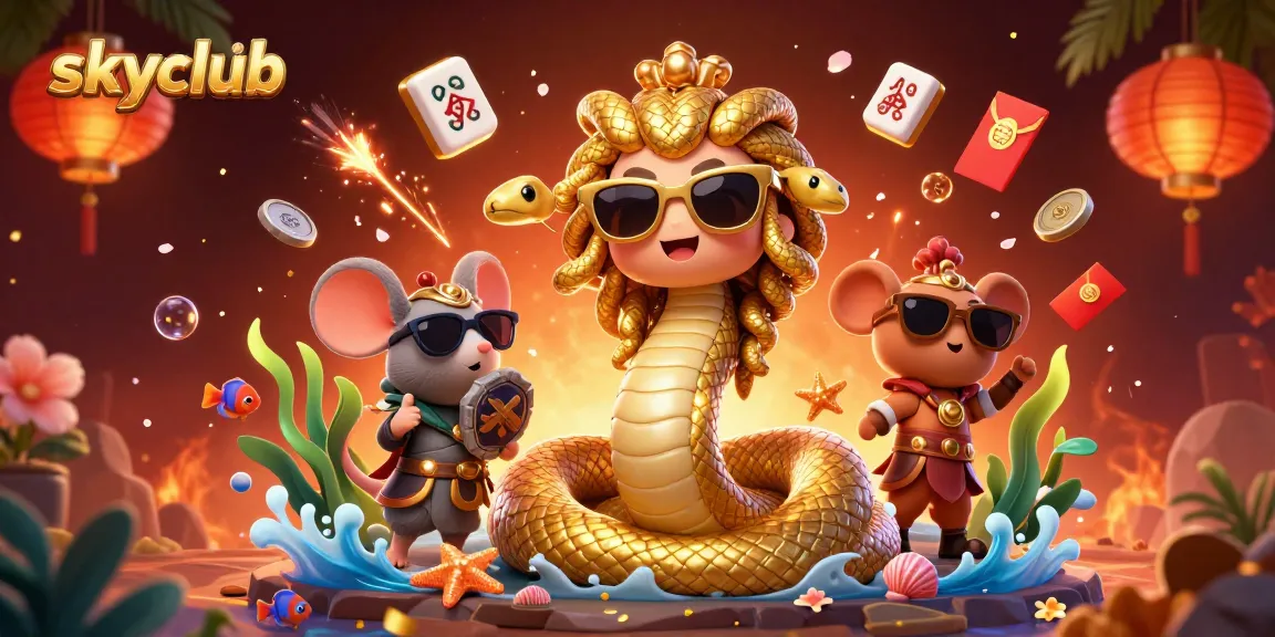 Engage in fish shooting fun at skyclub's vibrant underwater casino adventure with Medusa and warrior mouse.