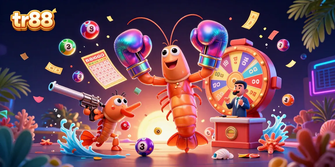 Experience the excitement of tr88 gaming with vibrant scenes and dynamic casino elements in this illustration.