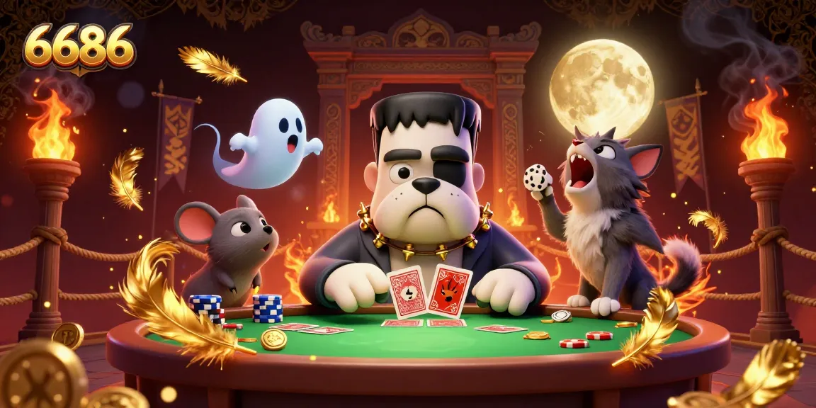 Experience thrilling gaming at 6686's spooky casino with dynamic creatures and vibrant casino elements.