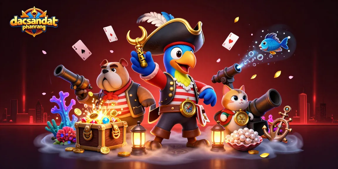 Experience thrilling gameplay at dacsandatphanrang with exciting pirates and treasures in a 3D digital illustration.