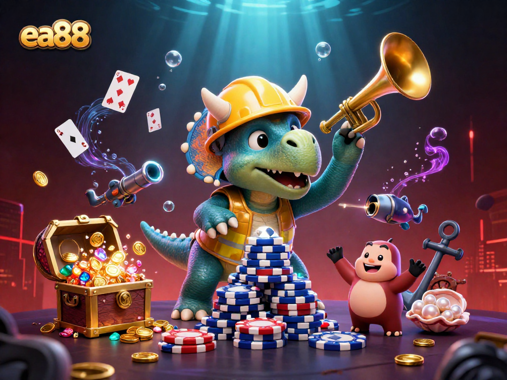 ea88 players winning at a casino with vibrant underwater celebrations and colorful game elements