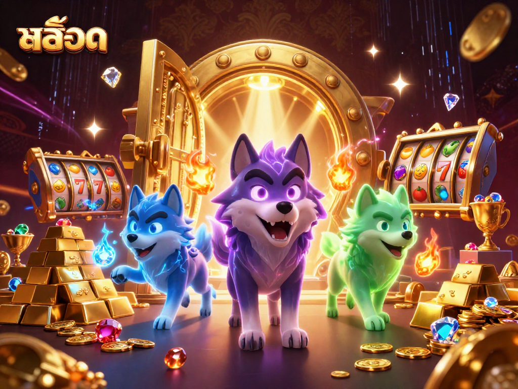 Experience thrilling สล็อต gameplay with captivating spirit wolves and golden treasures.