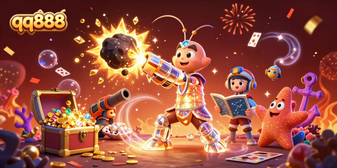 Engage with qq888's thrilling galaxy-themed casino world, featuring vibrant characters and captivating treasures.