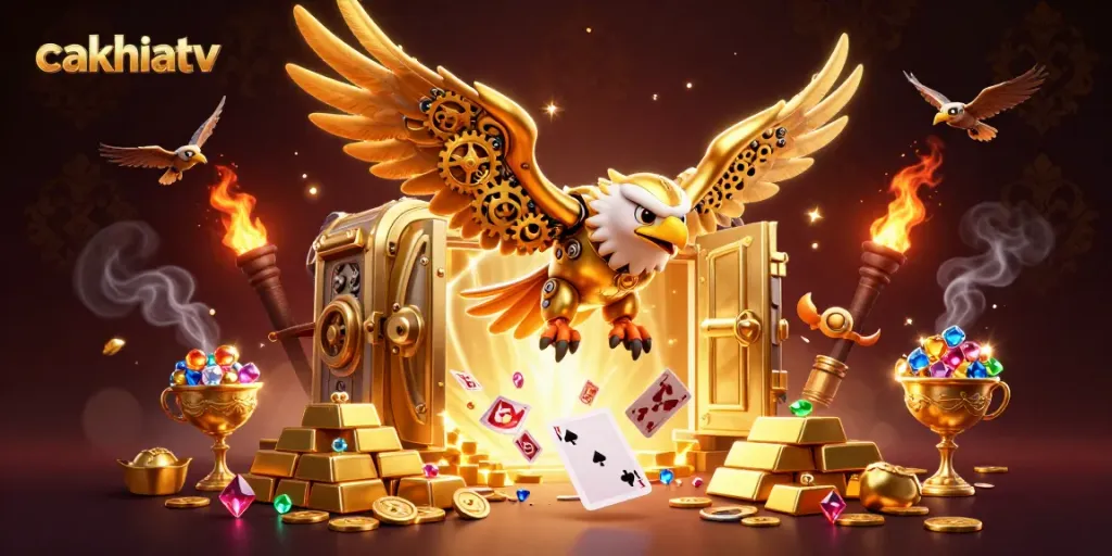 Cakhiatv offers thrilling golden eagle casino experience with holographic playing cards.