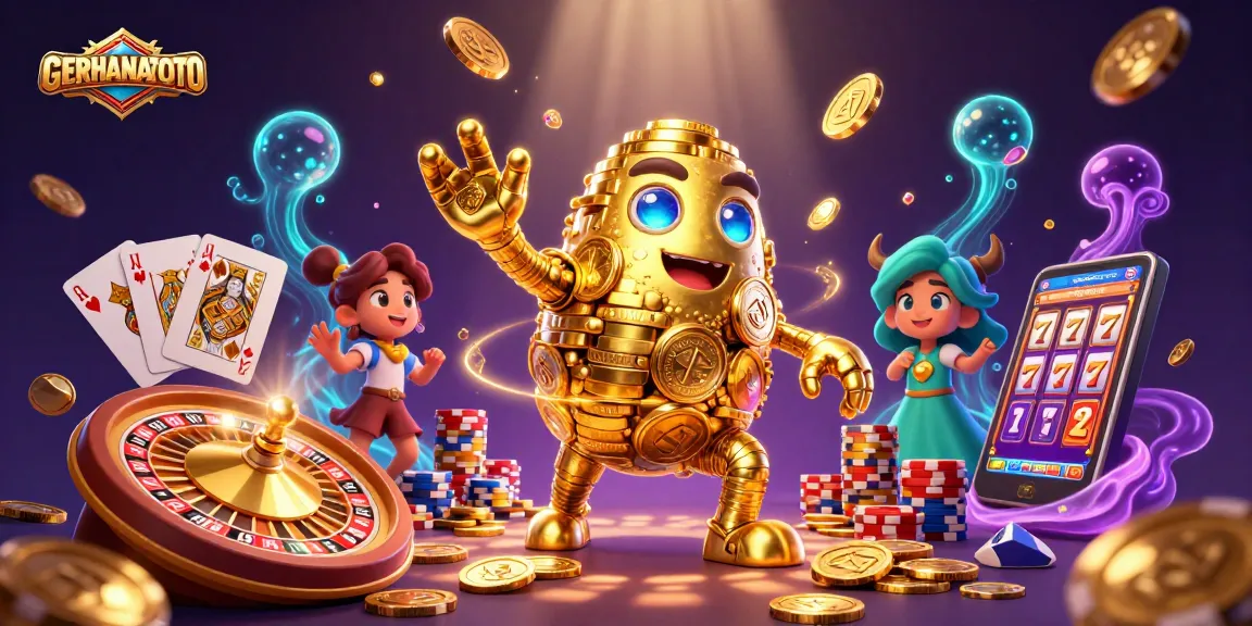 Mengalami keseruan di GERHANATOTO dengan karakter golem emas dan elemen kasino yang memikat.