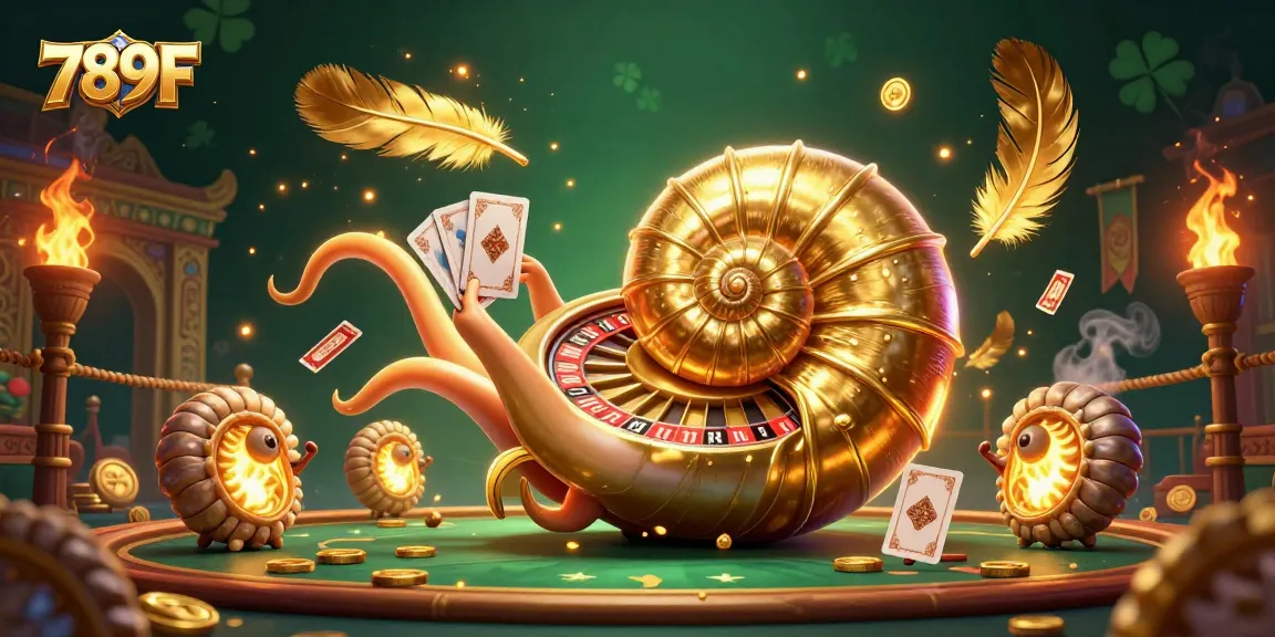 Engage with 789F's thrilling gambling experience featuring a giant nautilus roulette and glowing ammonites.